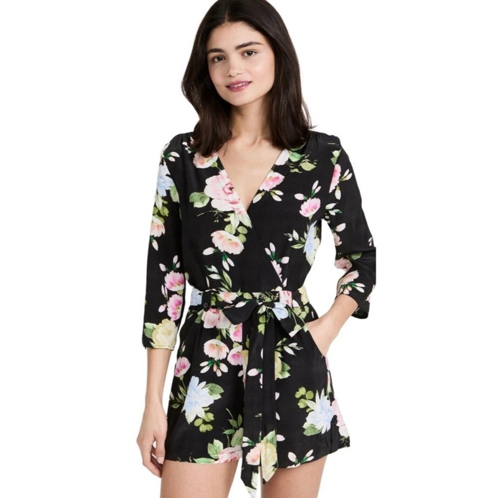 Yumi Kim Floral State of Grace Black Liz Romper Size Small